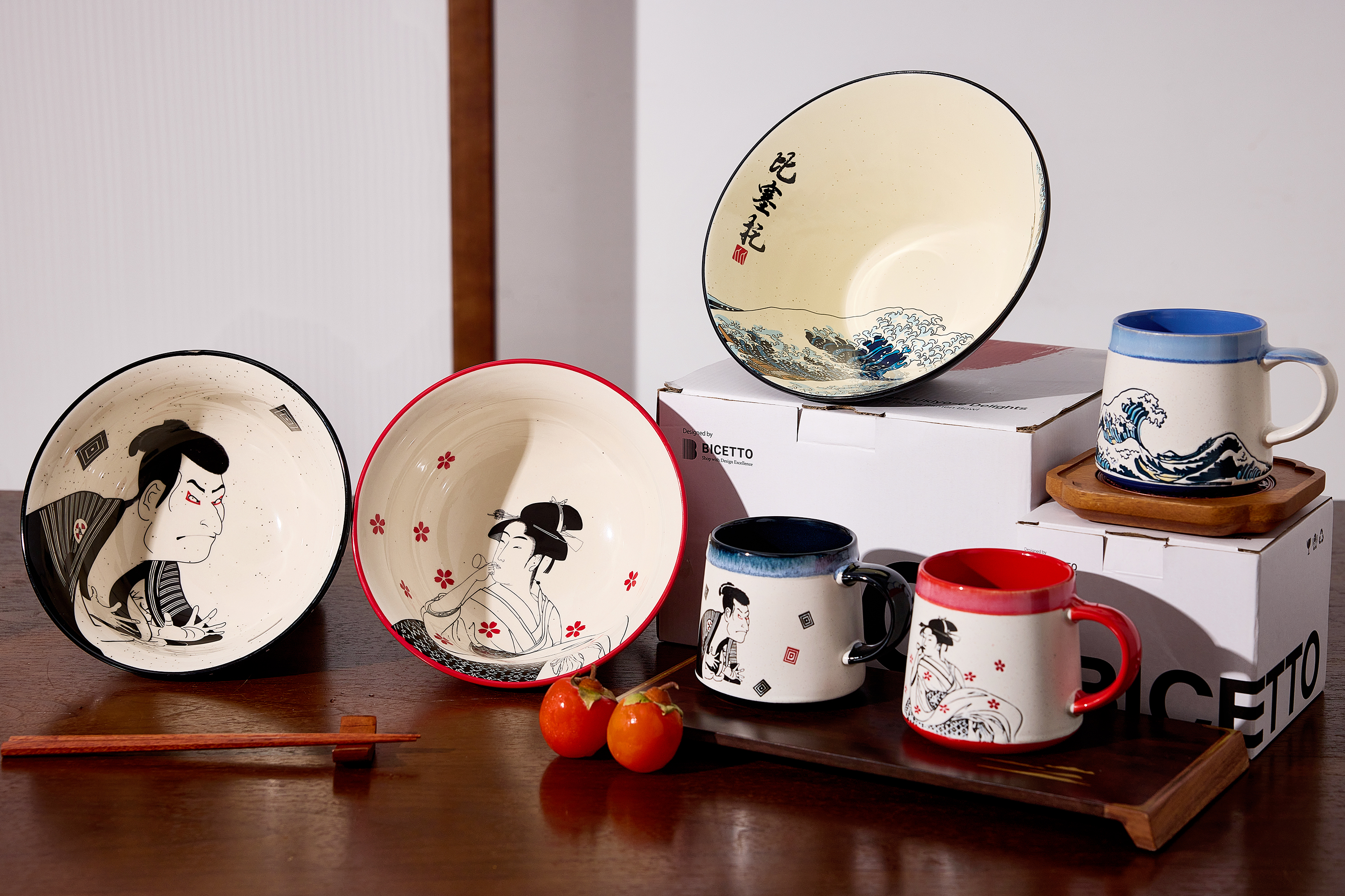 のび太　YOSHIDA & COMPANY MUG Amazon.com | BICETTO Japanese Coffee Mug Set of 2, Ukiyo-e Samurai