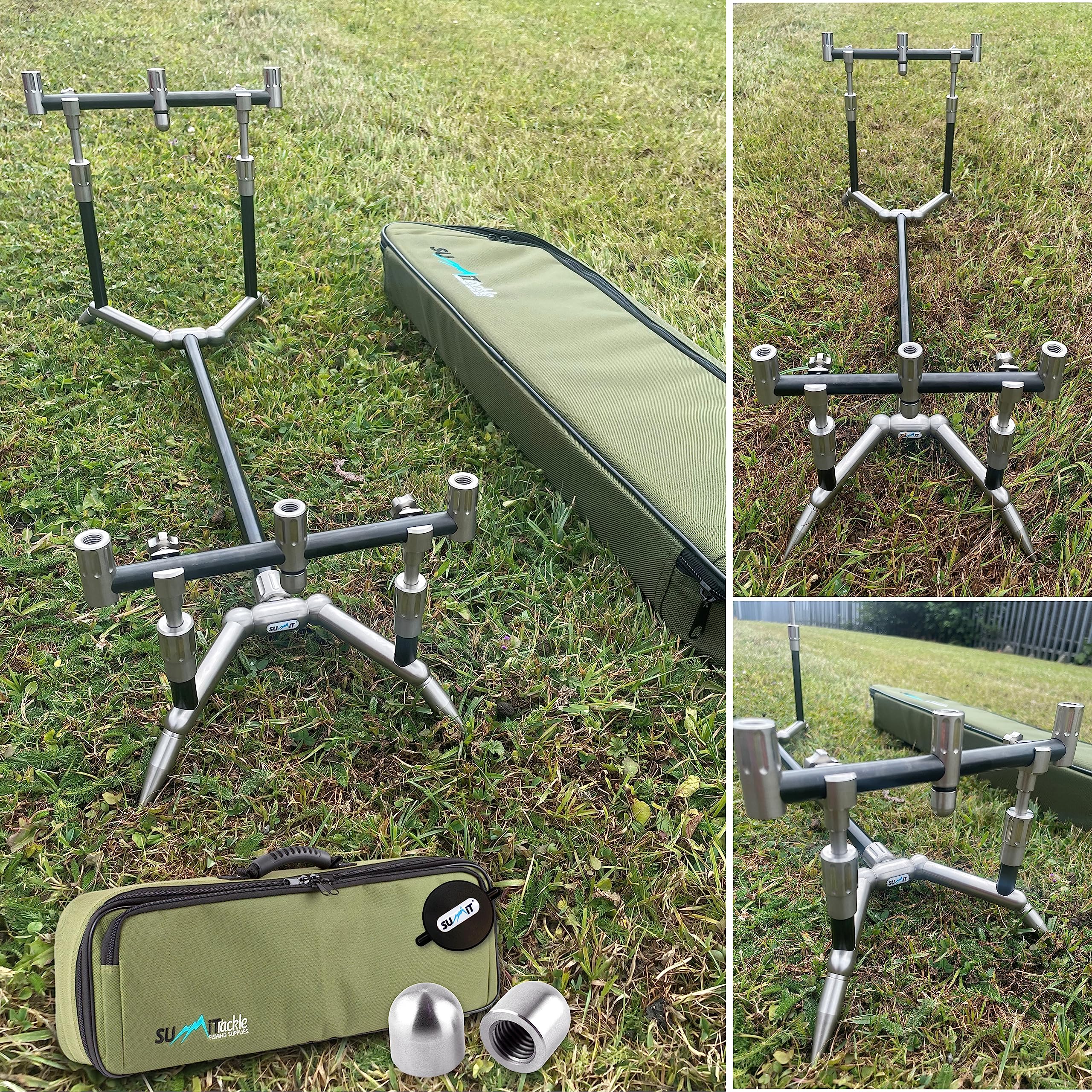 Summit Colosseum Cobalt Black Low Profile Pod 3 Rod Fixed Buzz Bars Carp Fishing
