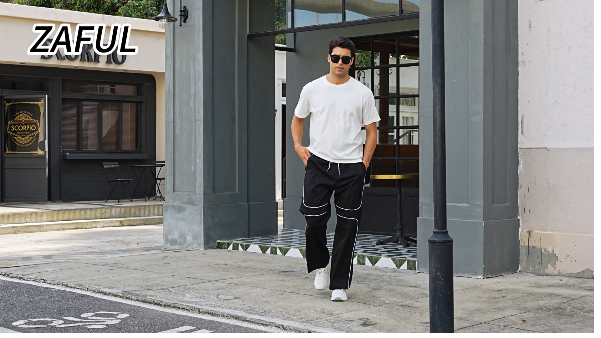 ZAFUL Mens Baggy Pants Y2K Contrast Piping Drawstring Sweatpants