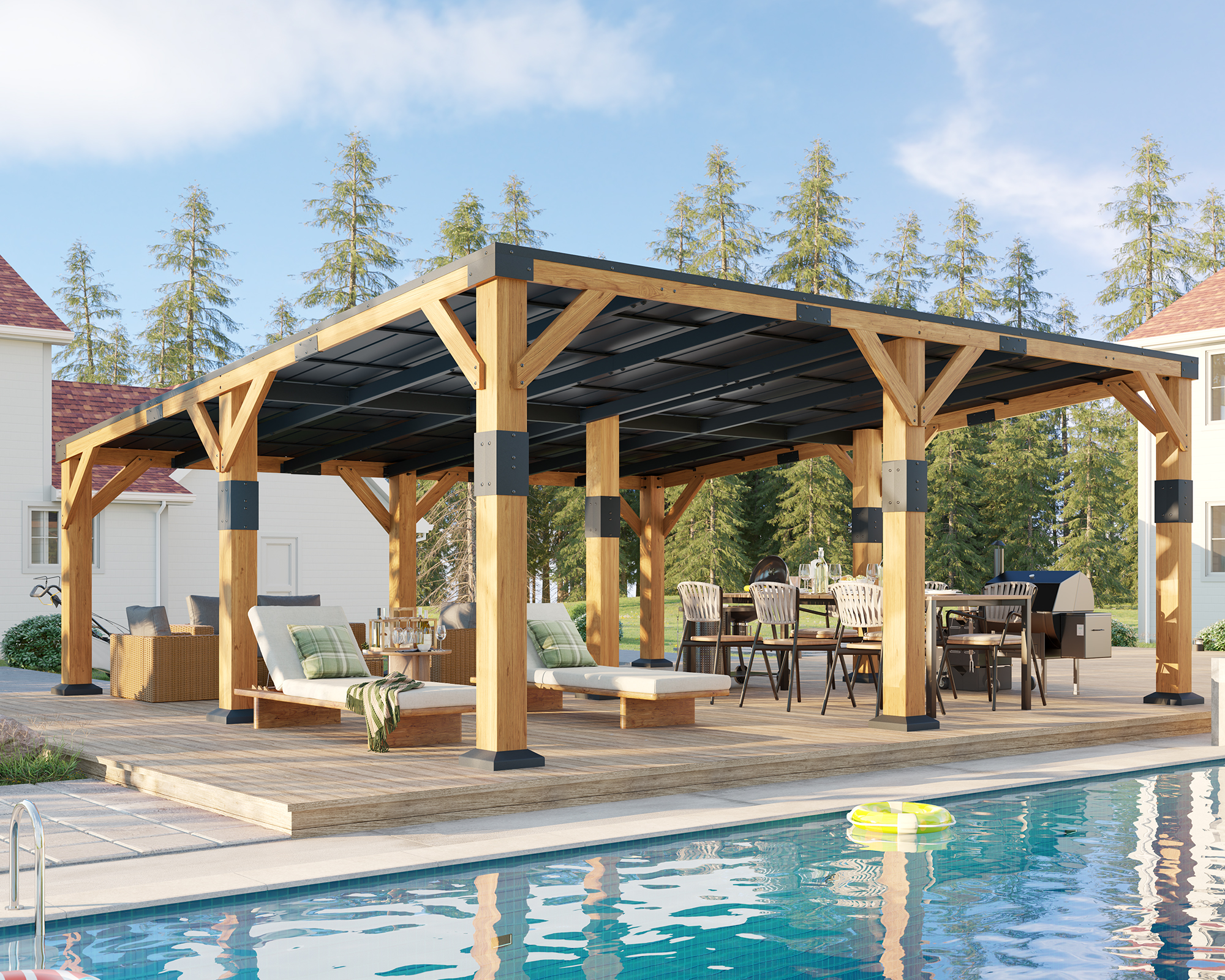 Amazon.com : Jocisland 20' x 20' Cedar Wood Gazebo with Sloped