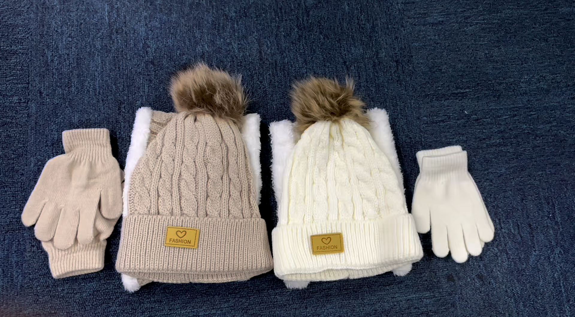 Winmany Ensemble Bonnet + Gants + Cache-cou Enfant 3-12 Ans - Écharpe Polaire Hiver Avec Pompon - Cadeau Mignon Pour Fille Et Garçon - 10