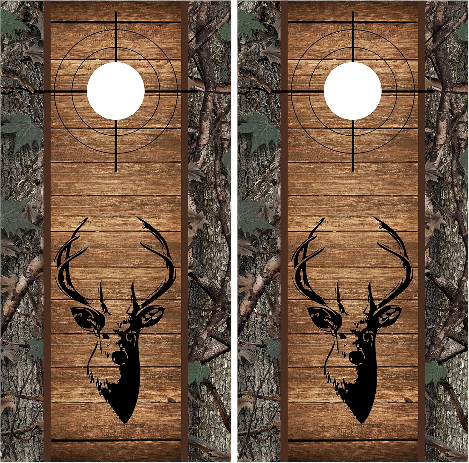 Buck Deer Camo Wood Cross Heirs Laminated Cornhole Board Decal Wrap Wraps