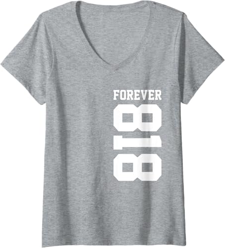 Miniatura 5 de Womens 818 Area Code Los Angeles California Glendale CA Burbank CA V-Neck T-Shirt Black,Navy Blue,Baby Blue,Red,Dark Green,Dark Heather Grey,Heather