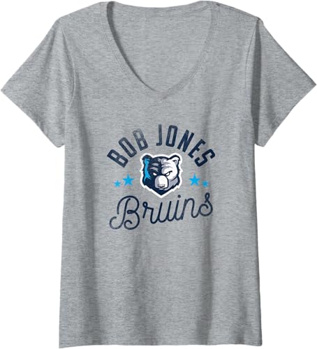 Womens Bob Jones University Bruins Logo V-Neck T-Shirt