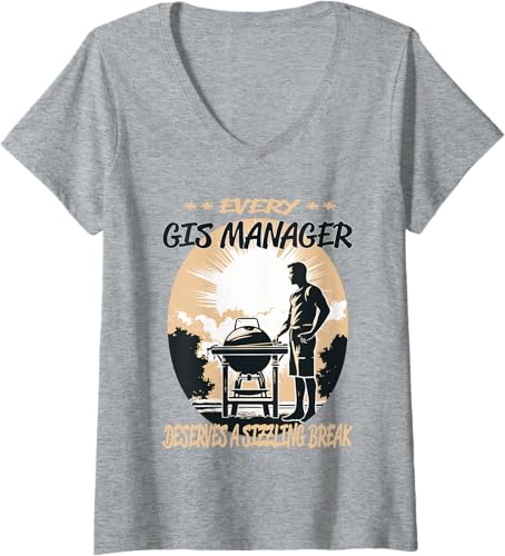 Miniatura 7 de GIS Manager Funny BBQ Chef or Grill Fun V-Neck T-Shirt