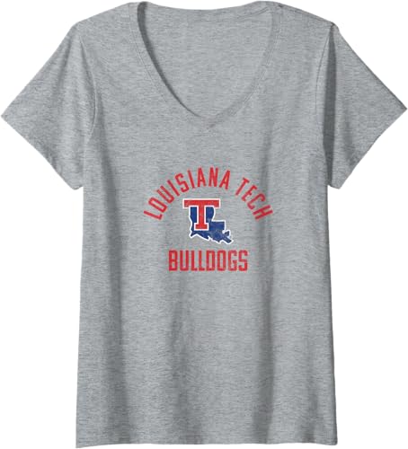 Miniatura 4 de Louisiana Tech Bulldogs - Camiseta grande con cuello en V, Negro - Negro,Jaspeado Oscuro,Gris Jaspeado