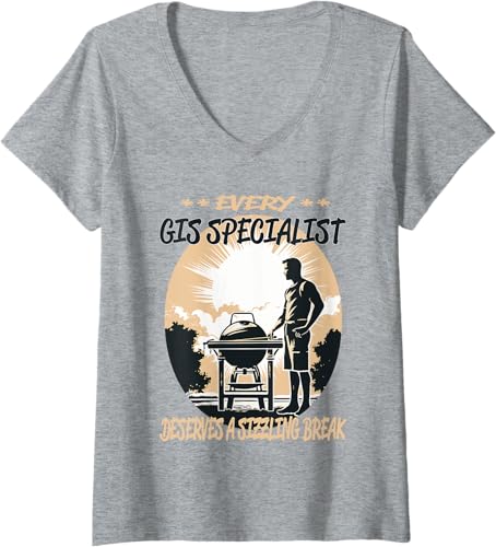 Miniatura 7 de GIS Specialist Funny BBQ Chef or Grill Fun V-Neck T-Shirt