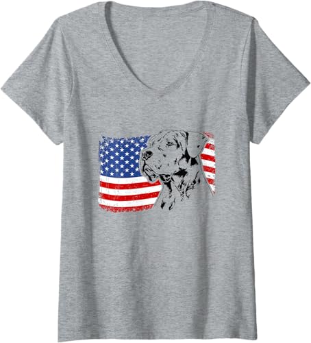 Miniatura 3 de Womens Proud Dogo Argentino American Flag patriotic dog V-Neck T-Shirt