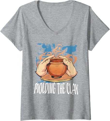Miniatura 4 de Womens Molding The Clay | Pottery Ceramics Artiste V-Neck T-Shirt Black,Navy Blue,Dark Heather Grey,Heather Grey,Sapphire Blue,Pink