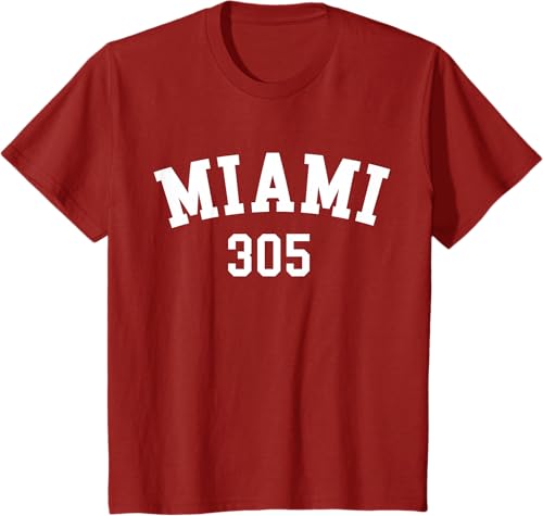 Miniatura 49 de Miami 305 USA American College Font T-Shirt Negro,Azul Marino,Azul Pastel,Arándano,Rojo,Plateado,Hierba,Verde Kelly,Marrón,Verde Oliva,Jaspeado