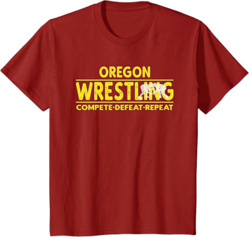 Miniatura 44 de Oregon Wrestling - Compete, Defeat, Repeat T-Shirt Negro,Azul Marino,Asfalto,Blanco,Azul Pastel,Arándano,Rojo,Verde Bosque,Verde Kelly,Verde