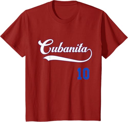Miniatura 5 de Cubanita Baseball Flag Souvenir Cubana Cuba Women Girl T-Shirt Cranberry Red,Red