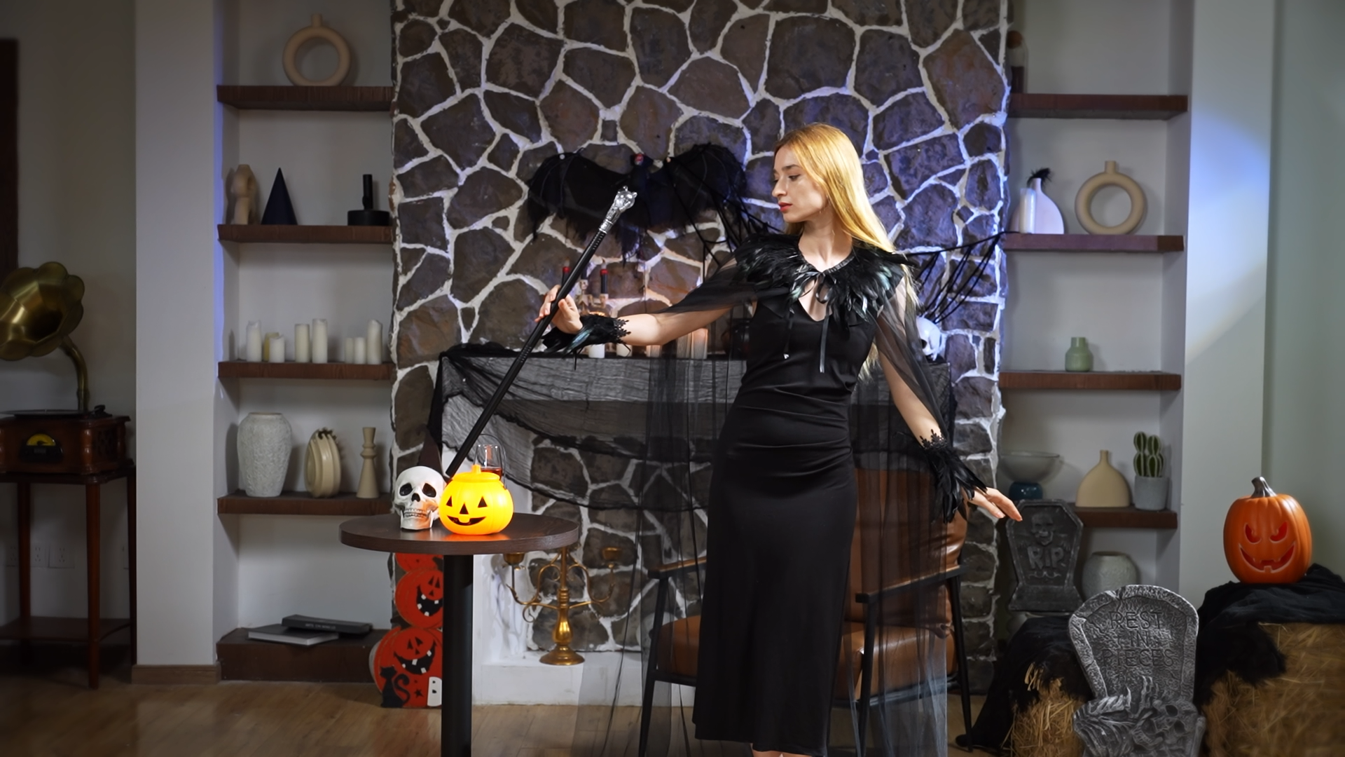 Amazon.com: 4 Pieces Halloween Gothic Witch Costume Set Black