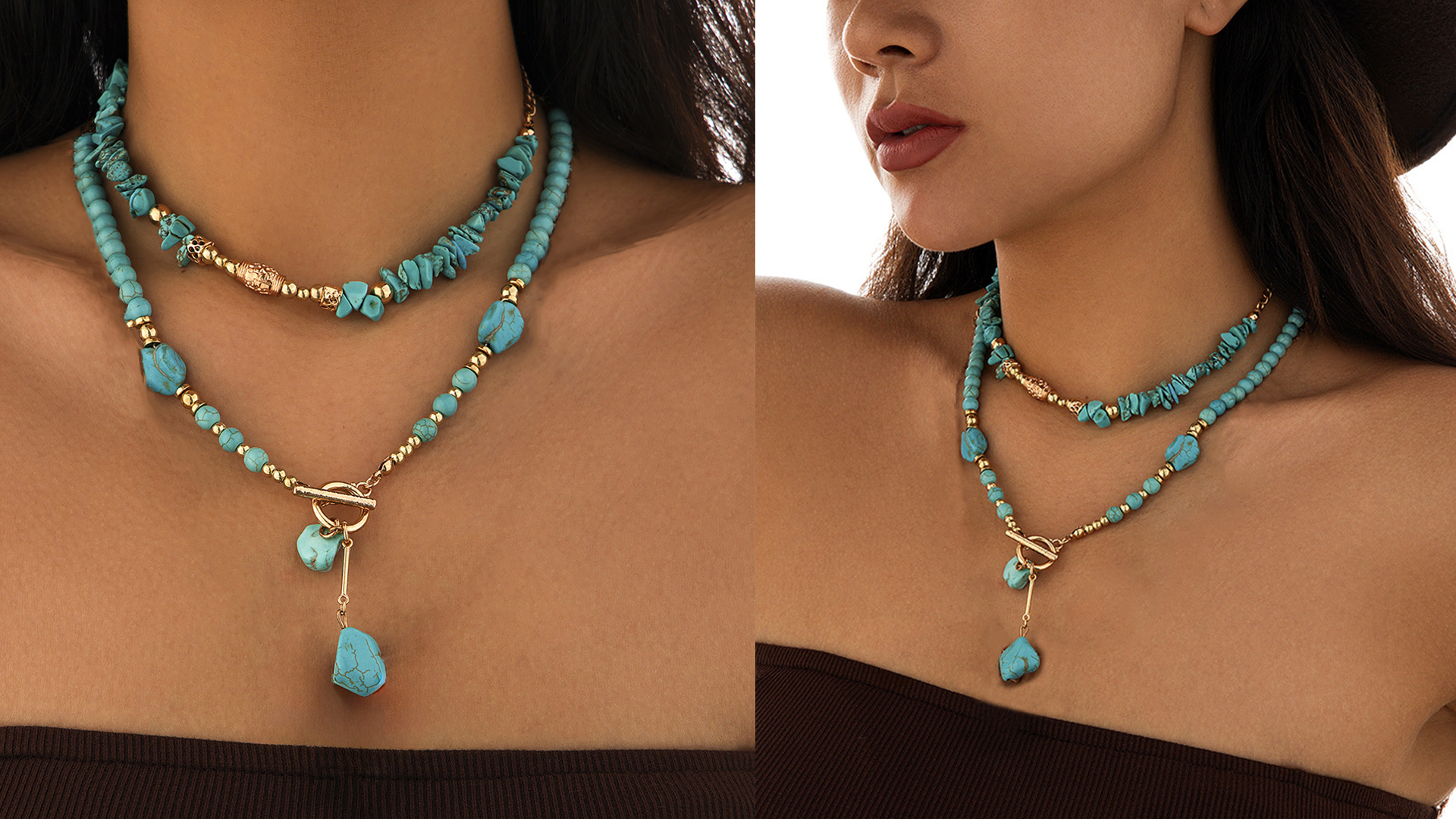 Amazon.com: WETMT Turquoise Beaded Necklace for Women Layered Choker  Necklace Gold and Turquoise Necklace Toggle Collar Handmade Western Boho  Jewelry (Cow) : Clothing, Shoes & Jewelry