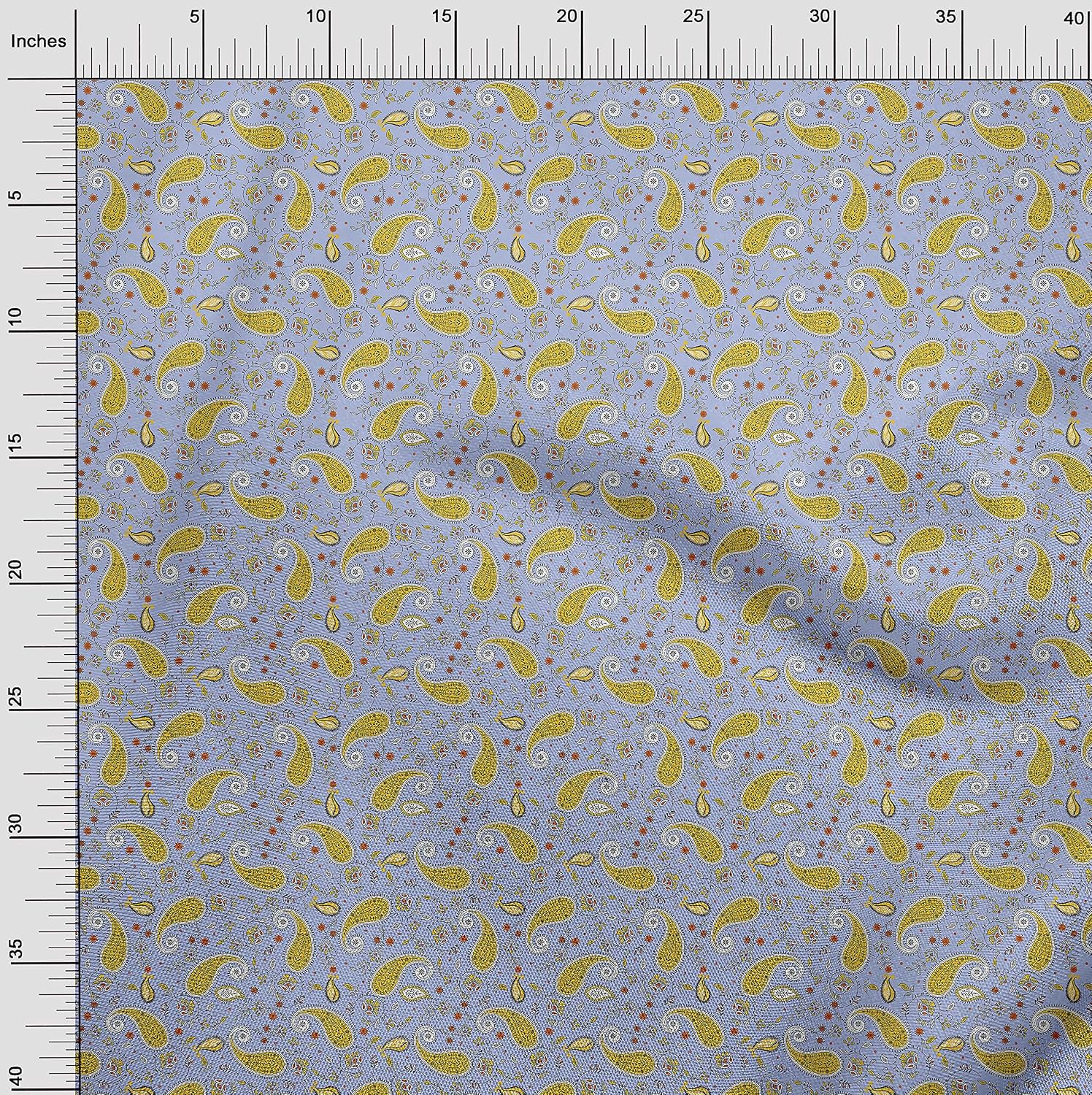 oneOone Cotton Flex Mustard Yellow Fabric Paisleys Craft Projects Decor Fabric Printed by The Yard 40 Inch Wide