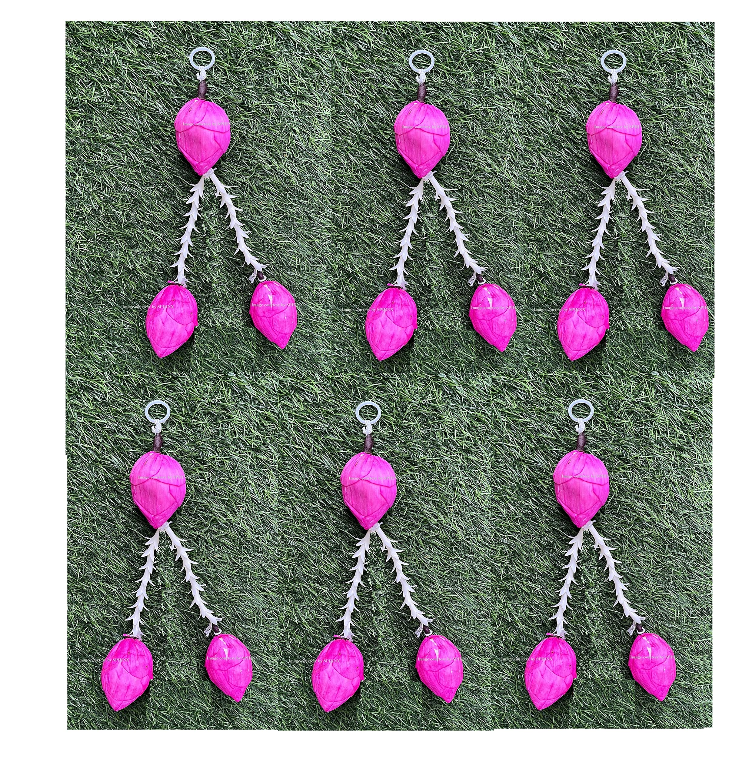 SPHINX Sola lotus and rajnigandha hangings, lotus flower latkans, for Festive decor Pooja room decor Wedding Housewarming home function decorations ( Height Approx 28 cms)- (2 Line Latkan, 10 Pieces)