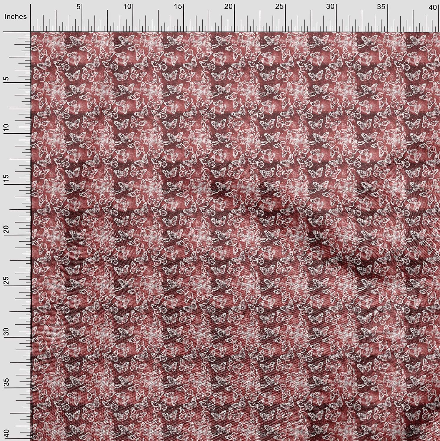 oneOone Cotton Cambric Dark Rose Brown Fabric Butterflies Sewing Material Print Fabric By The Yard 42 Inch Wide