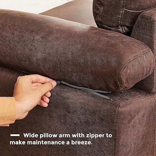 Miniatura 5 de Sofá modular de 100 pulgadas, sofá reversible moderno de piel sintética de mediados de siglo, sofá de 3 asientos en forma de L con diván para sala