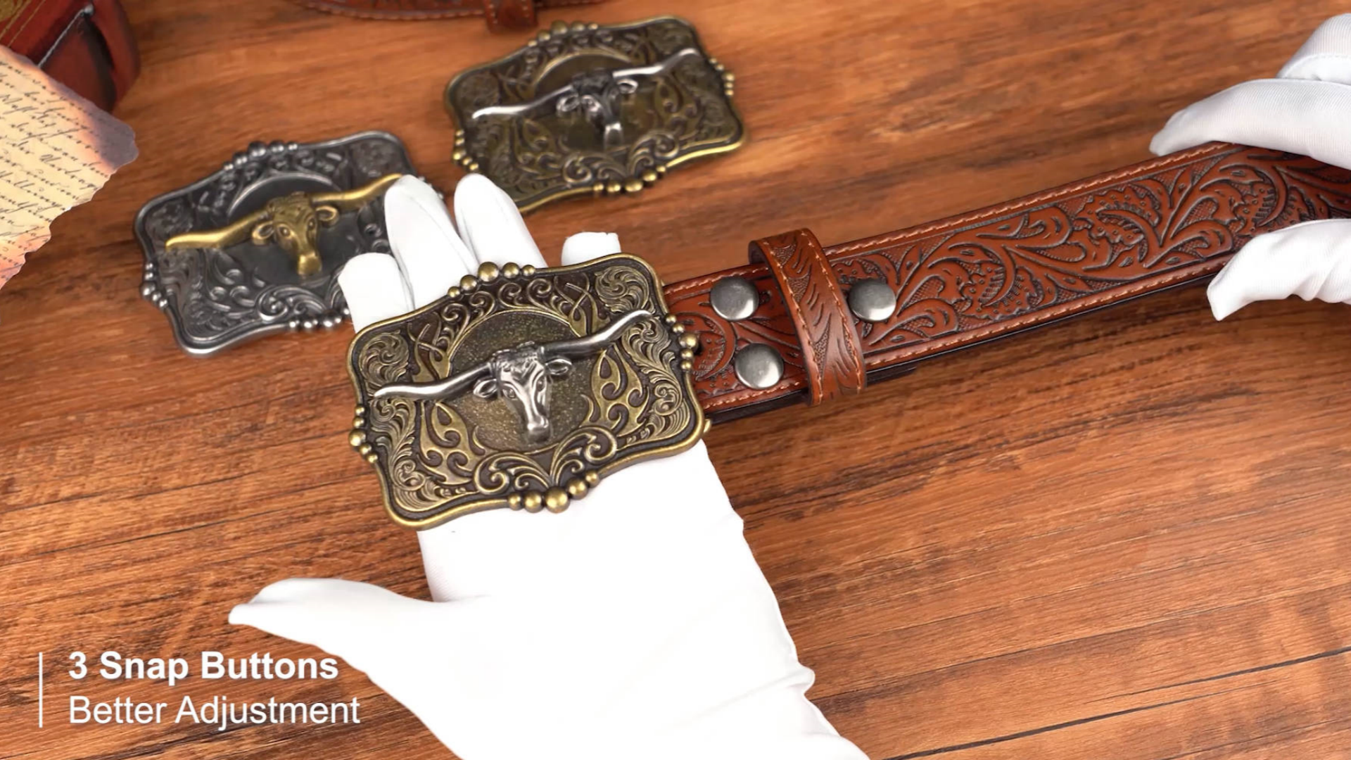 Western Leather Belt Bull Buckle Adjustable Country Cowboy Cowgirl Style Western Cowboy PU Leather Belt Men main image 4