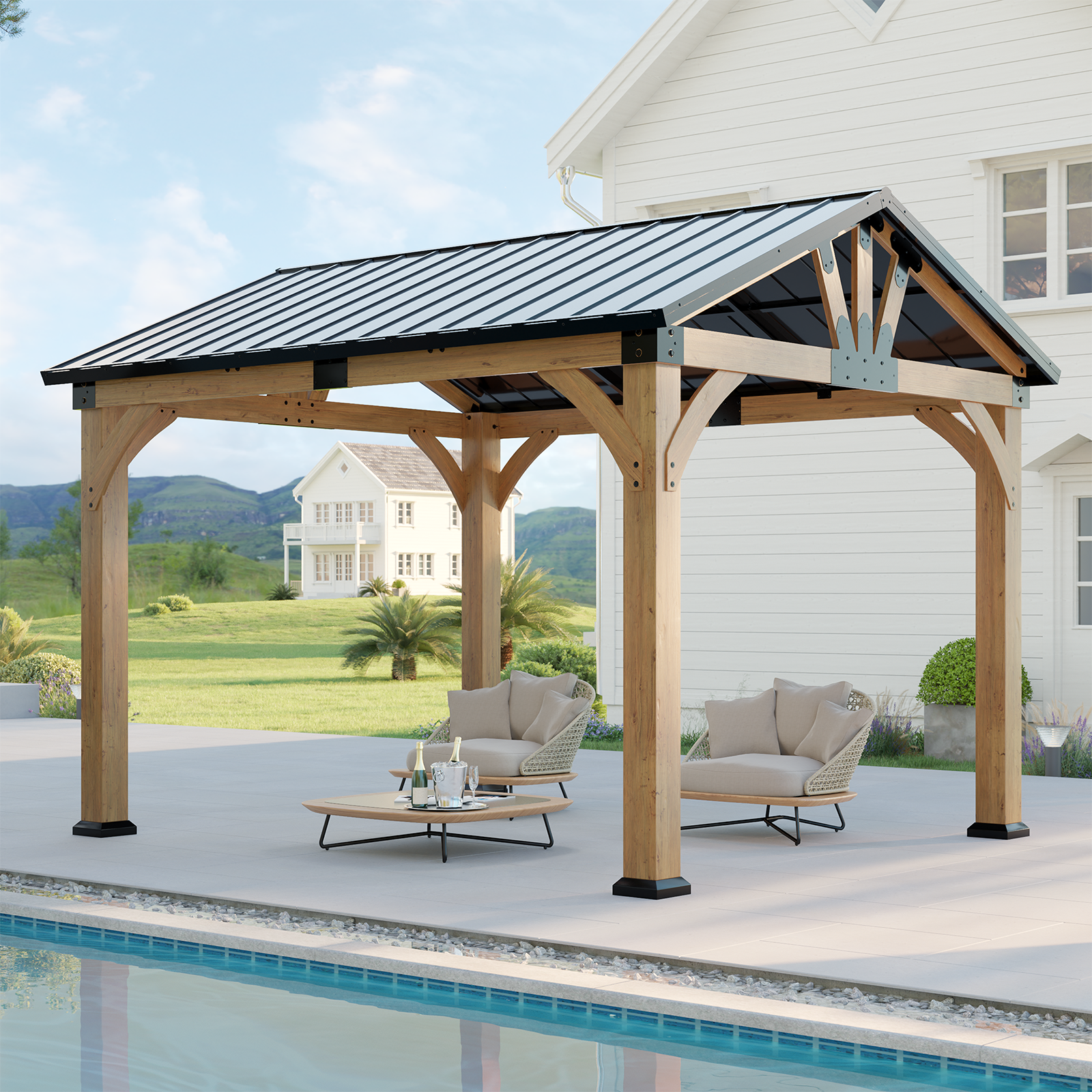 Amazon.com : ZIENLIFE 10x12 ft Wood Gazebo, Hardtop Gazebo with