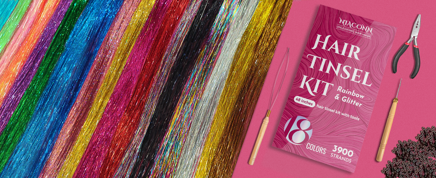 Extensions Cheveux Pailletées – 18 Couleurs, 5000 Mèches – Avec Micro-anneaux Et Outils – Pour Festivals, Fêtes