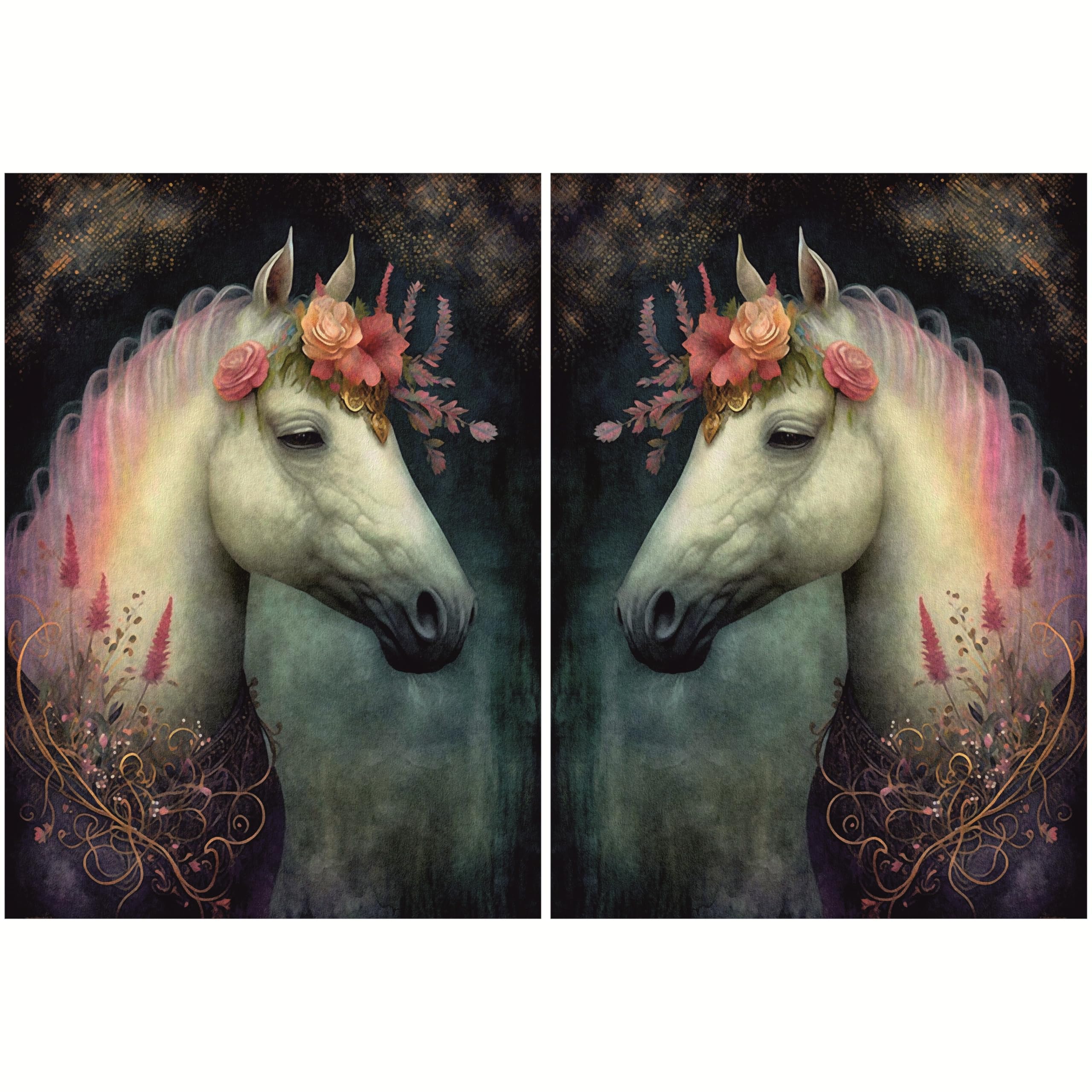 Papel de arroz caballo gris evita arrugas en decoupage de muebles pack de 2 unidades