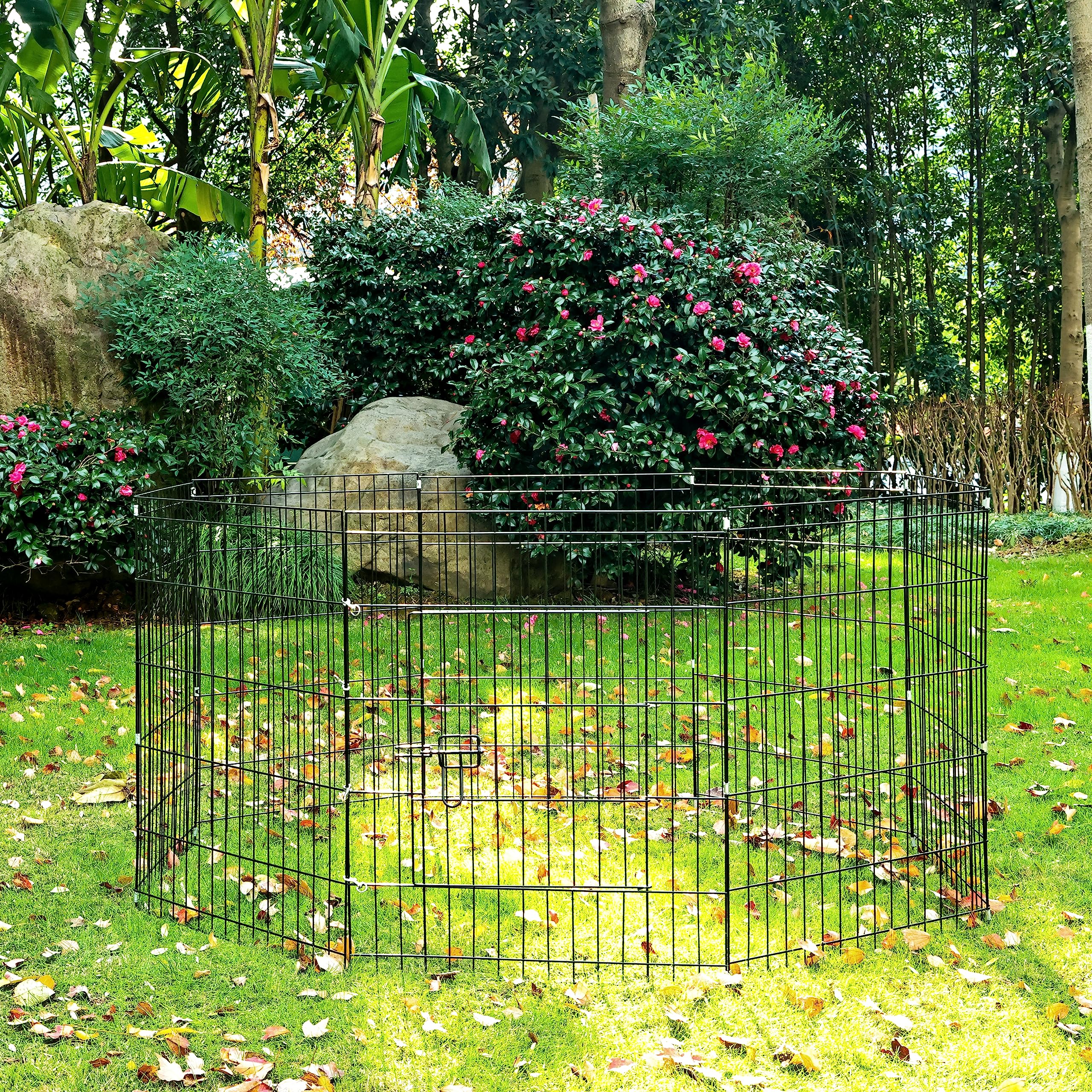 Elevon Recinzione pieghevole in metallo con porta per cani, altezza 76,2 cm