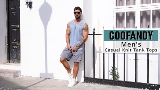COOFANDY Sleeveless Knit Top Men Summer Tank Tops Textured Fitted