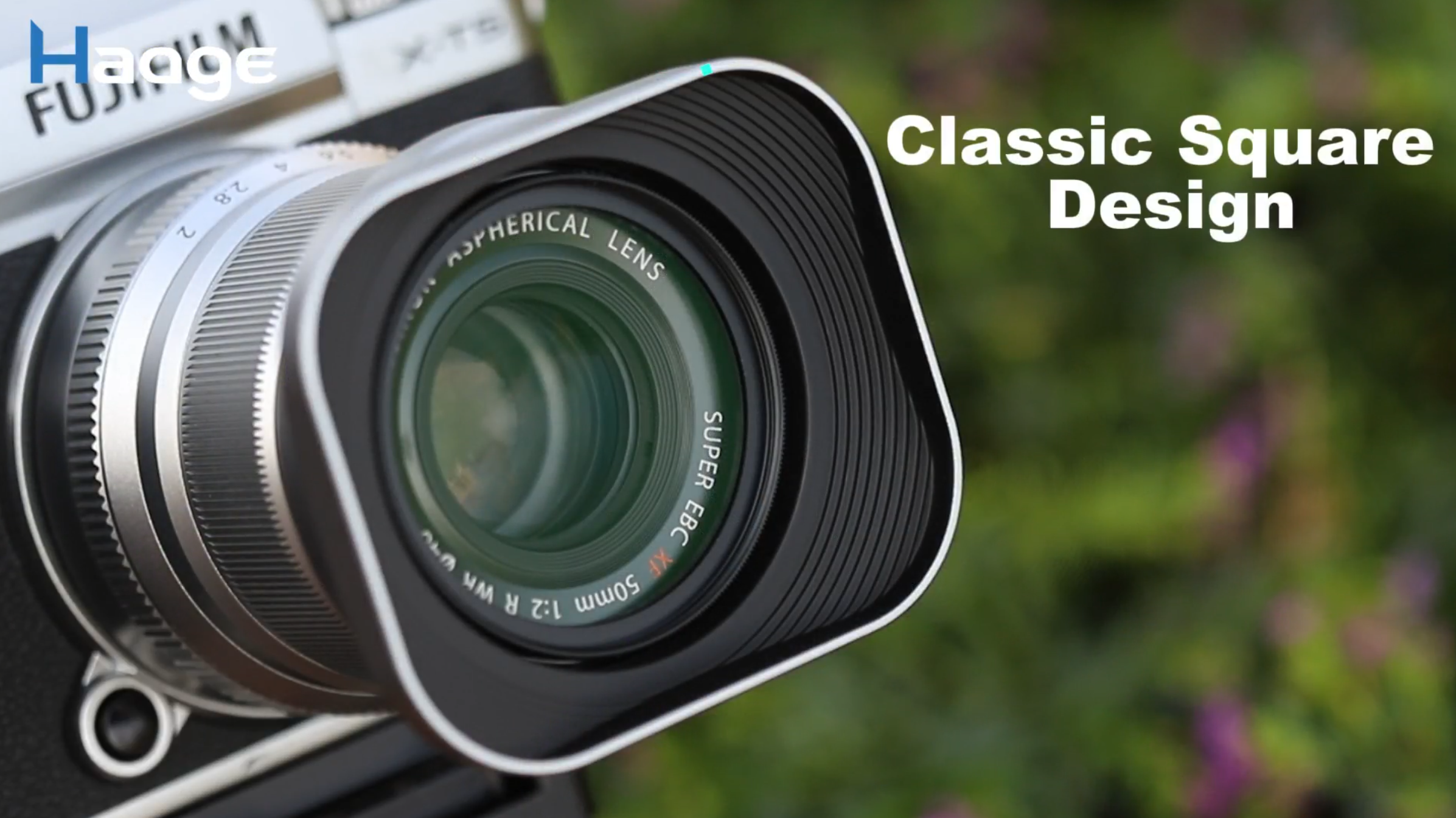 【美品】XF 50mm F2 R WR + square Hood Squarehood Silver Lens Hood NEW - For XF 50mm f/2 Lenses