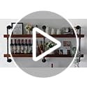 Industrial Wine Rack Wall Mounted, Solid Wood Shelf with Metal Pipe Brackets, 2-Tier Rustic Hanging Organizer for Wine Bottle Storage in Kitchen, Bar, Pub, Cellar(Walnut Brown, 60 Inch)