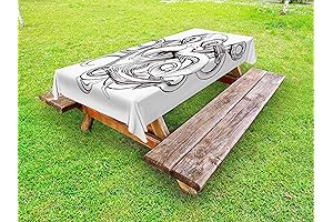 Ambesonne Octopus Tattoo Outdoor Tablecloth: Mythical Design for Your Picnic Table