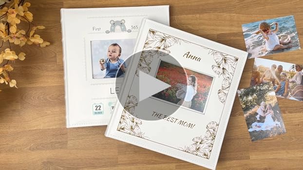 Personalized Baby Gifts Maverton Photo Album For Kids - White Cover With A Stylish Print Baby Photo Book