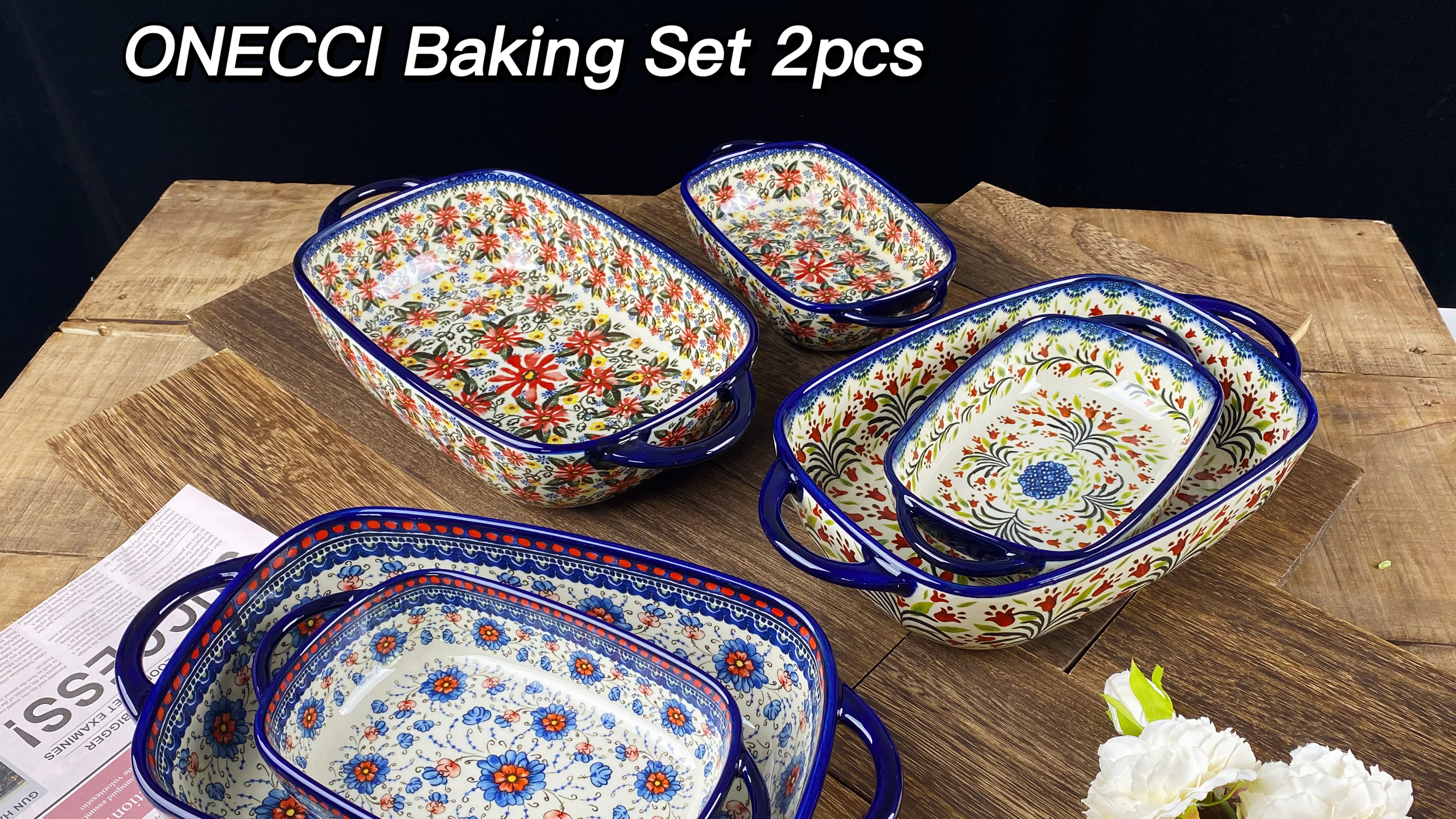 AKOLAFE 6-Pack Ceramic Casserole Dishes - Oven Safe, Individual Baking Dishes With Handles, White Porcelain, 14.4oz Each