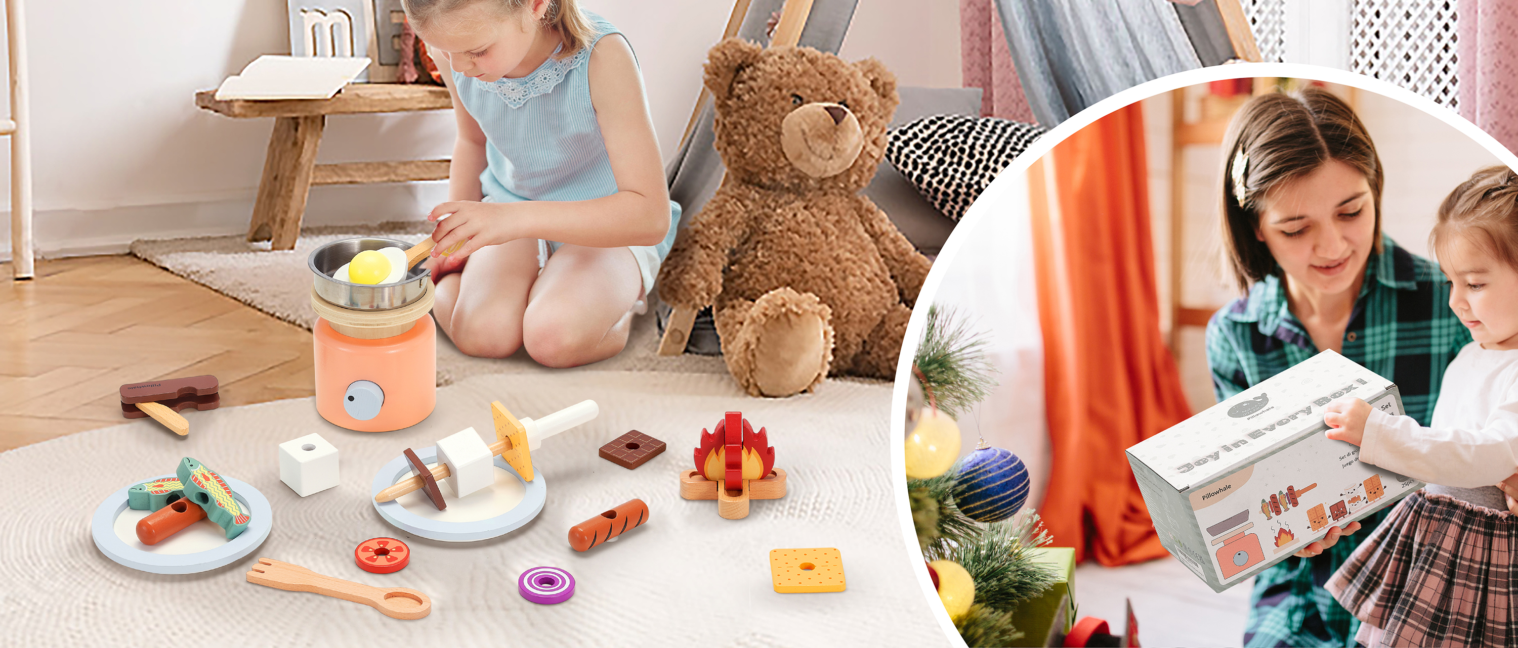 Amazon.com: Pillowhale Wooden Campfire Playset – 25-Piece Kids S