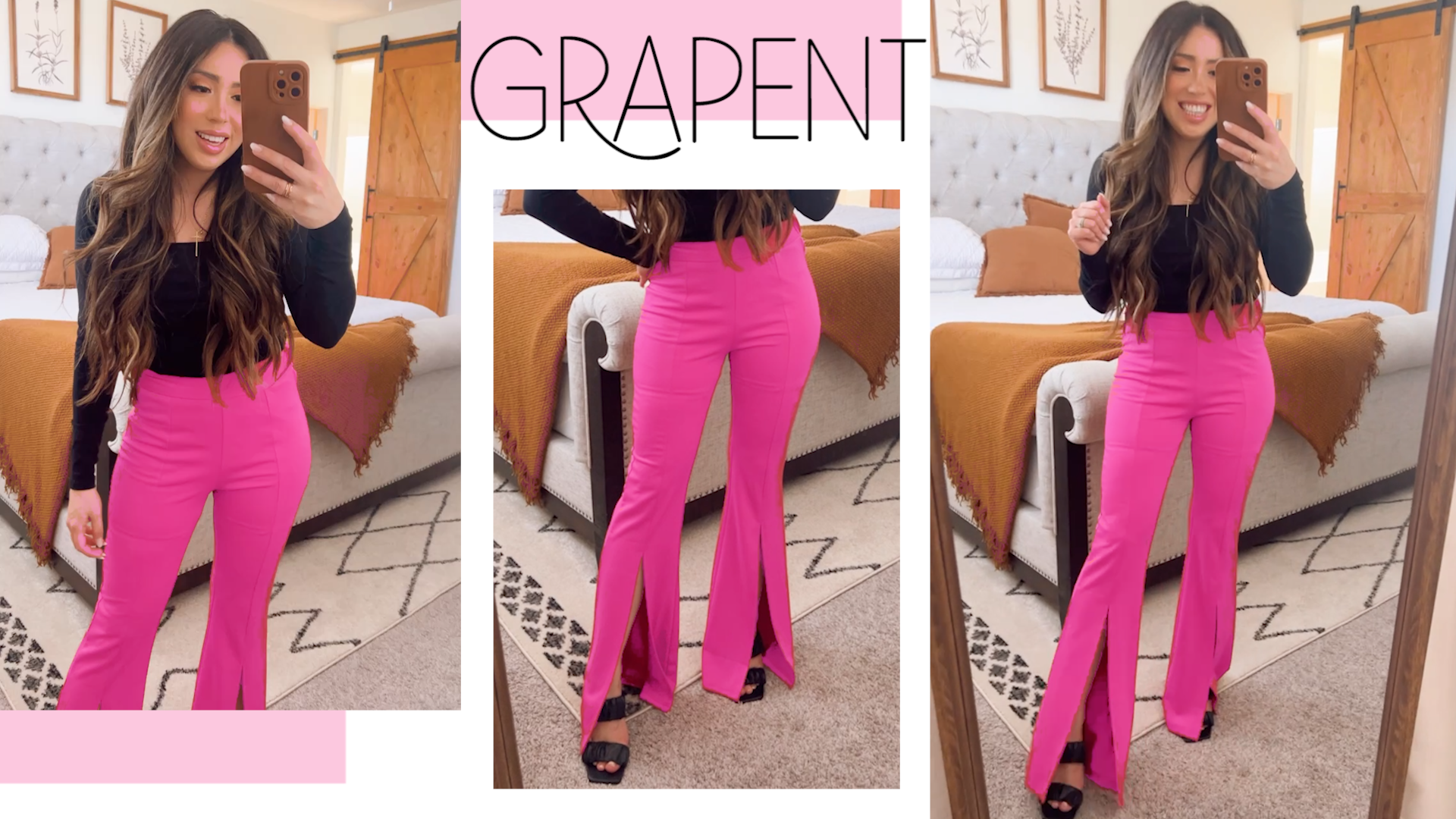 GRAPENT Women's Dressy Bell Bottoms - Magenta, Size 4 - Business