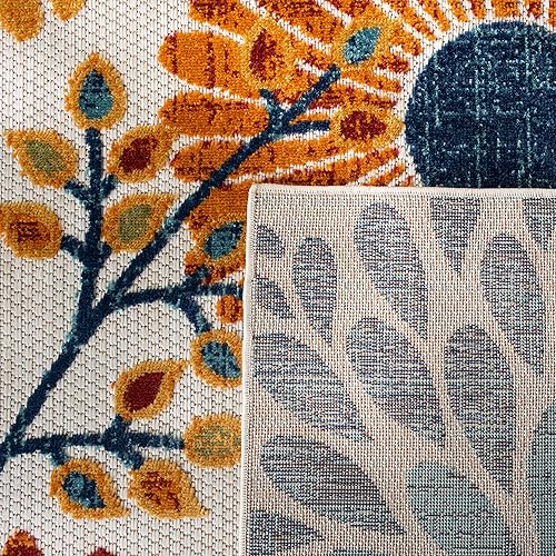 Miniatura 7 de SAFAVIEH Cabana Collection - Alfombra de área de 9 x 12 pies, color crema y rojo, diseño floral, no desprende pelusa y de fácil cuidado, para