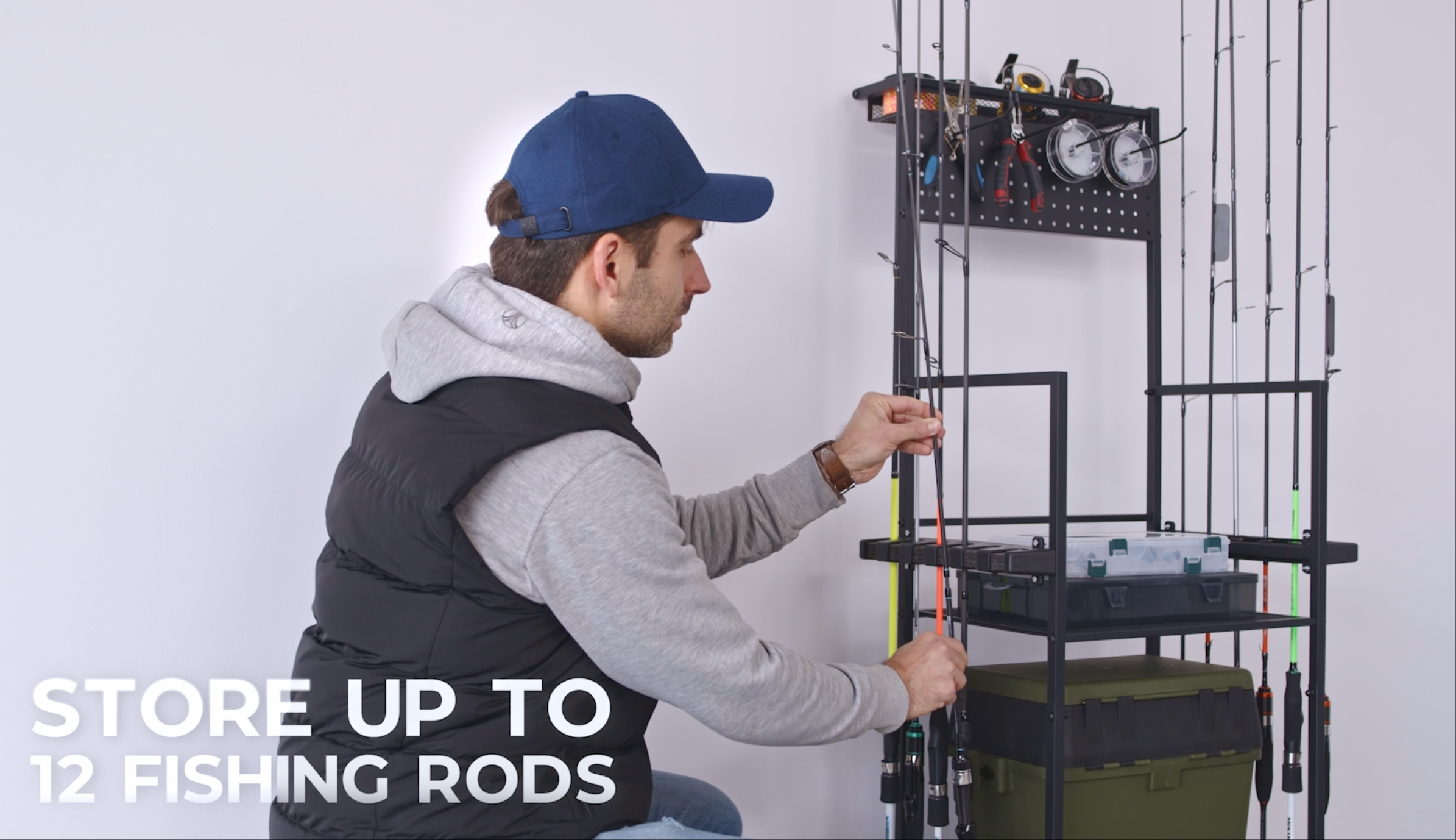 YFFSRJDJ Fishing Rod Holder, Garage Fishing Pole Storage Rack Organizer