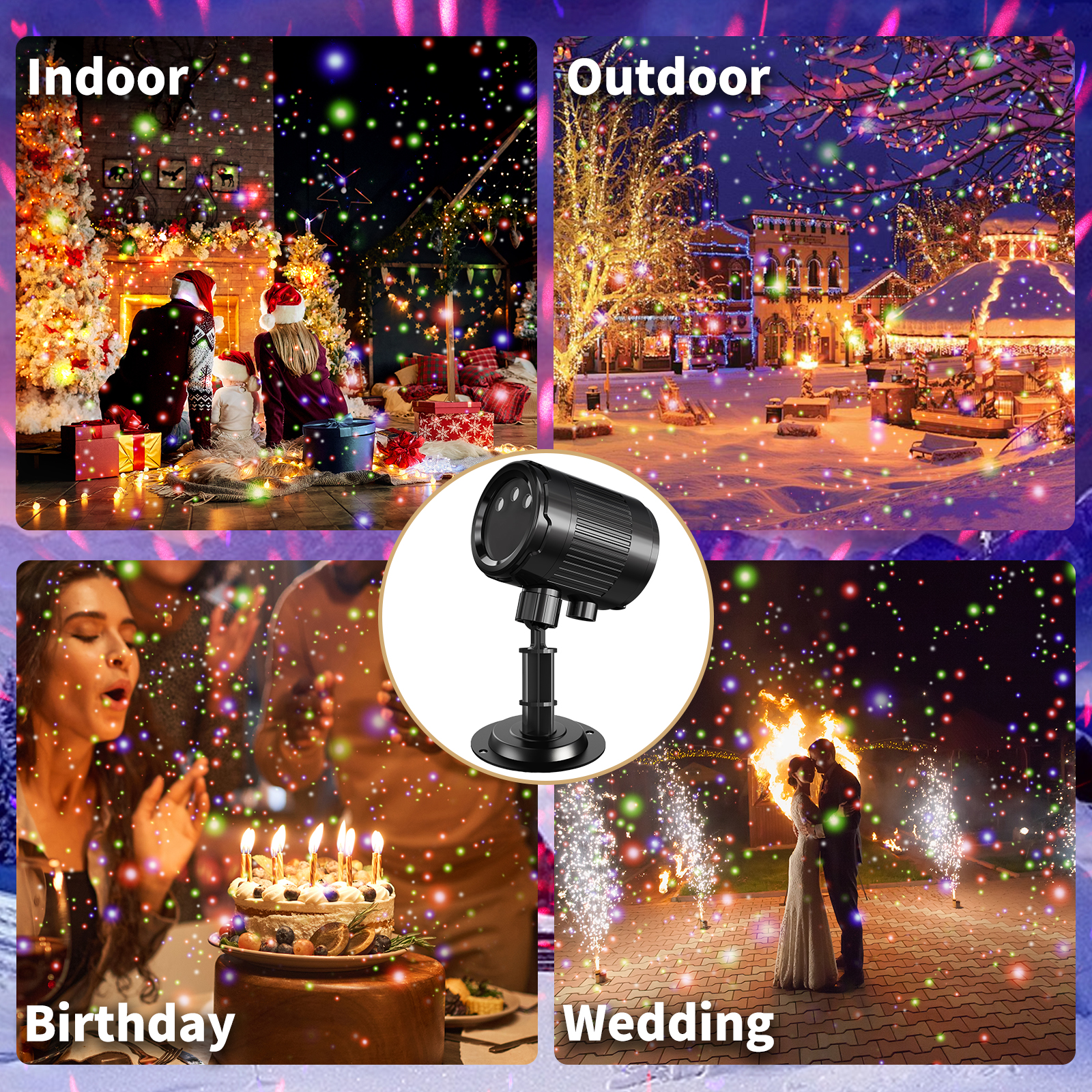 Image of Christmas Laser Projector Light Outdoor: RGB 3 Colors Firefly Moving Laser Lights, IP65 Waterproof Star Projector Lights Show Decor for Garden Yard Holiday Party, Christmas Halloween New Year Gift