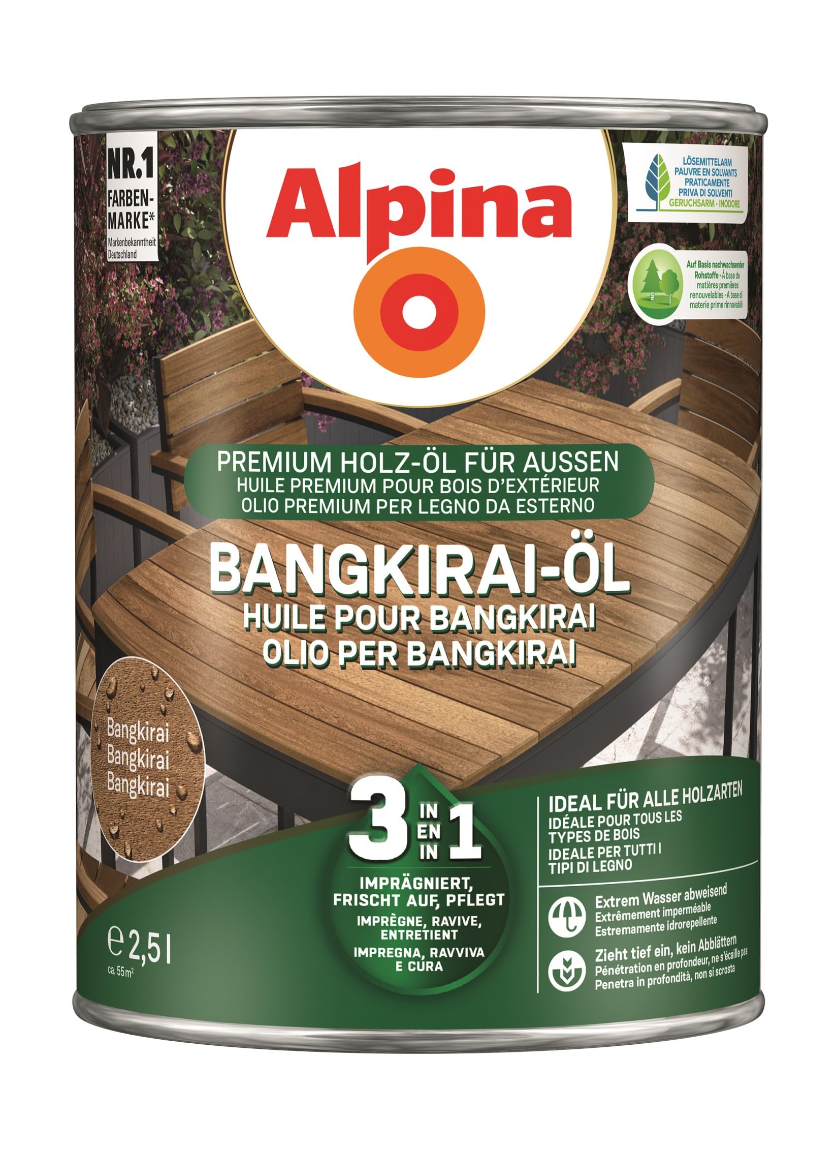 Alpina Gartenholz-Öl 3in1 Bangkirai 2,5 Liter