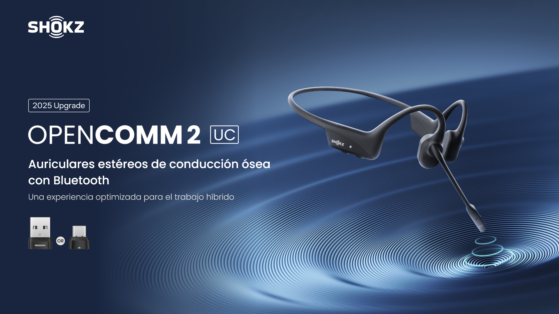SHOKZ OpenComm2 2025 Upgrade Auriculares de Conducción Ósea