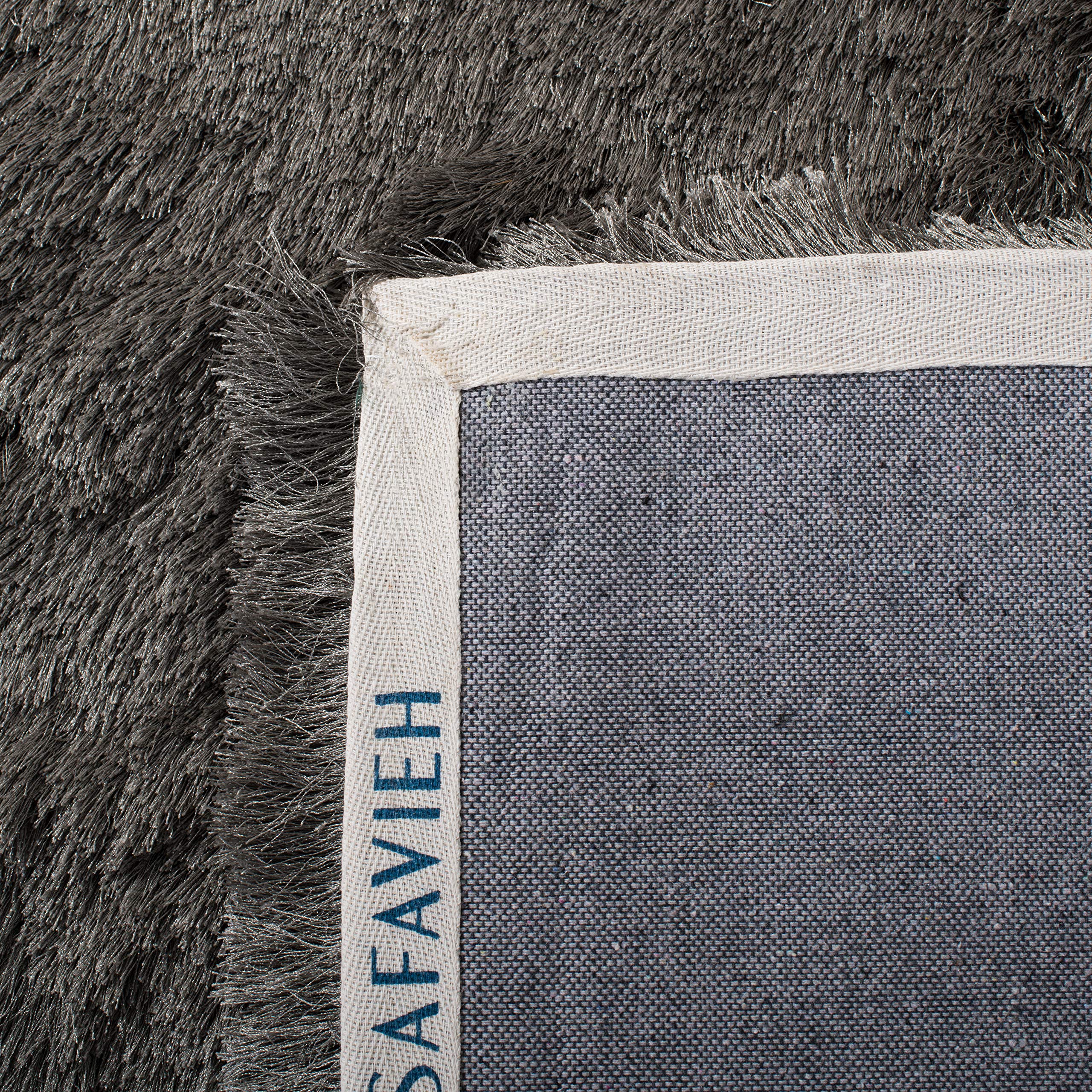 SAFAVIEH Shag-Teppich Paris Kollektion – Hoher Flor, Titan, 152x152 Cm, Für Wohnzimmer & Schlafzimmer