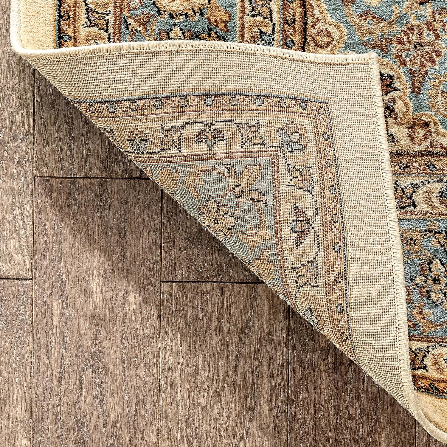 Ivory and Blue Medallion 5' x 7' Synthetic Area Rug