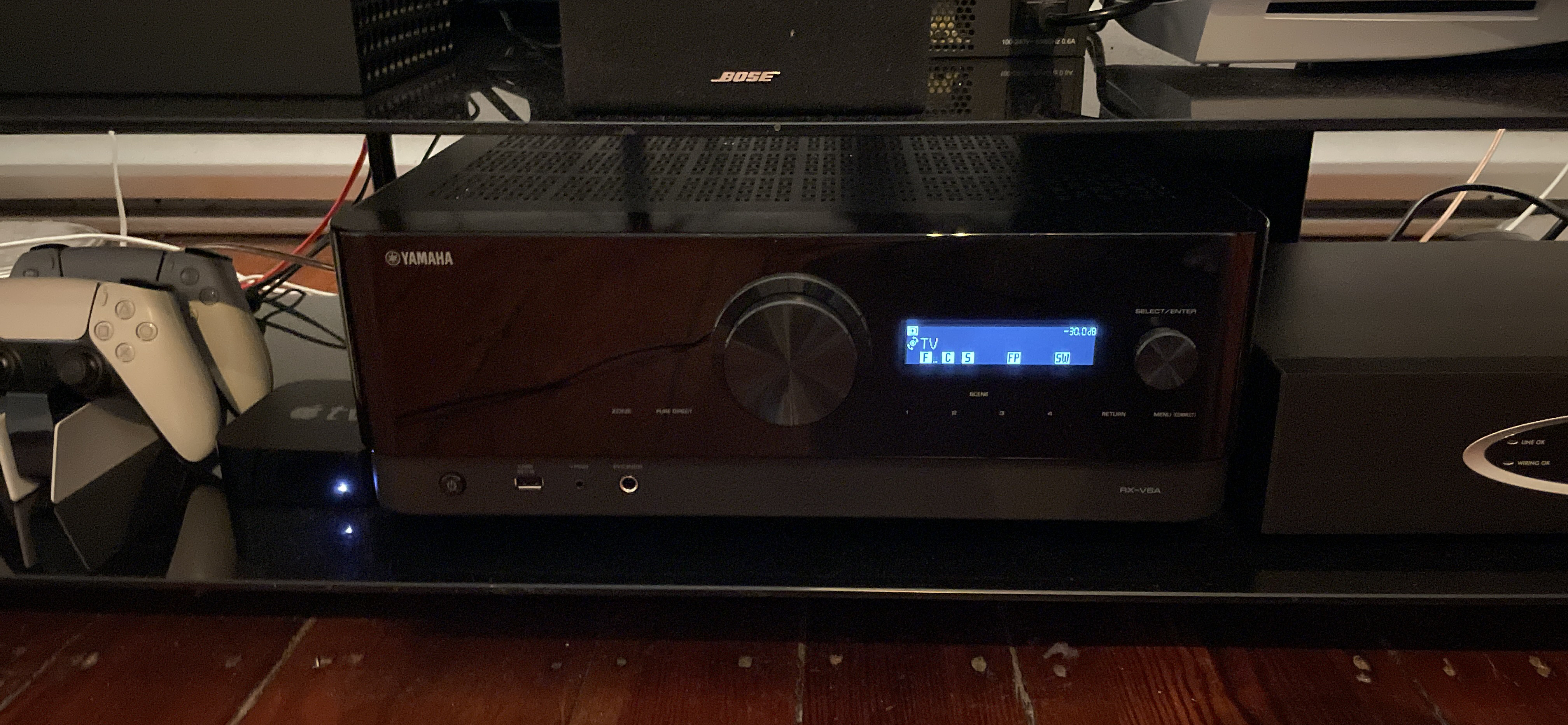 Home theater receiver setup with speakers