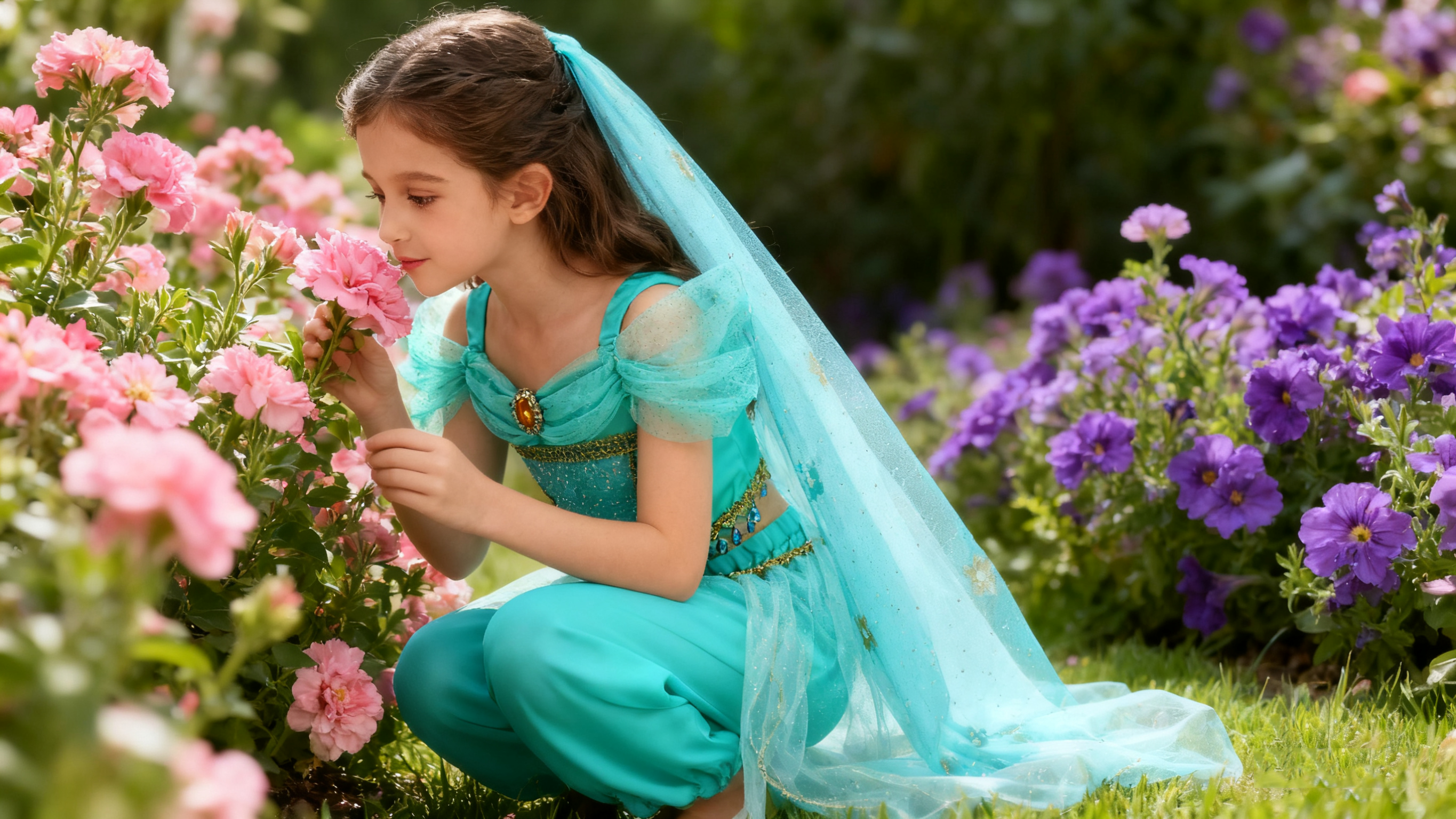 Disfraz de Princesa Niña Turquesa 2 Piezas Talla 5-6T miniatura 7