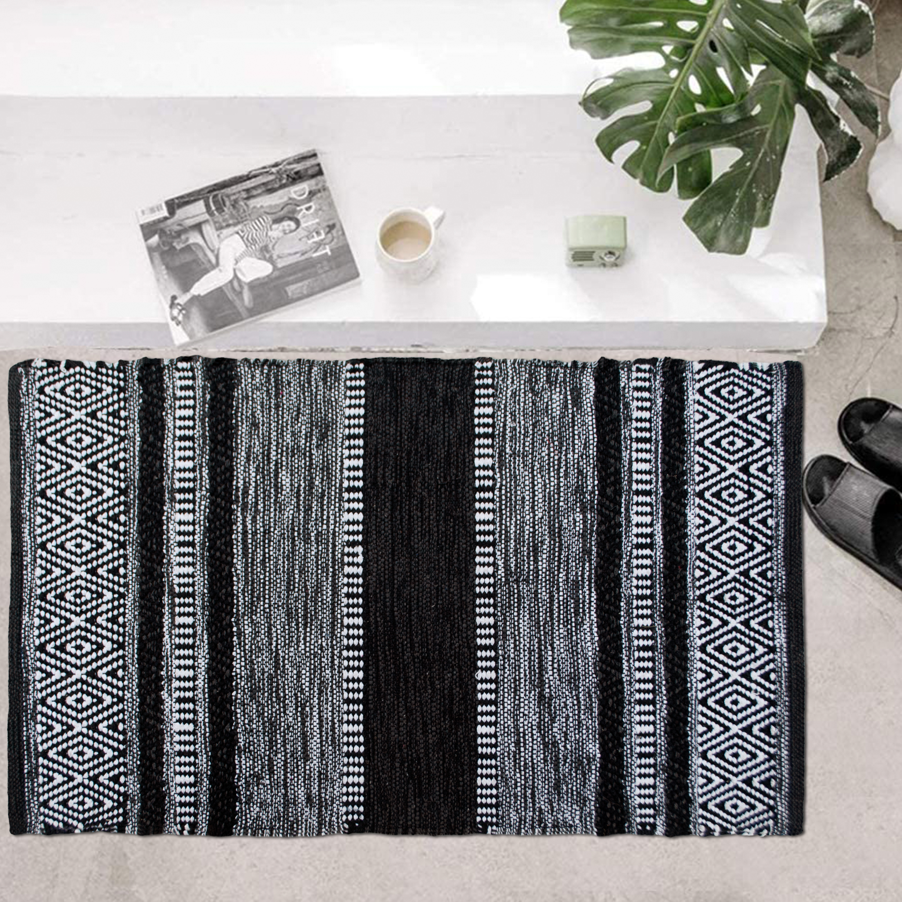 Tapete decorativo Chardin home 24"x36" algodón reciclado tejido a mano miniatura 7