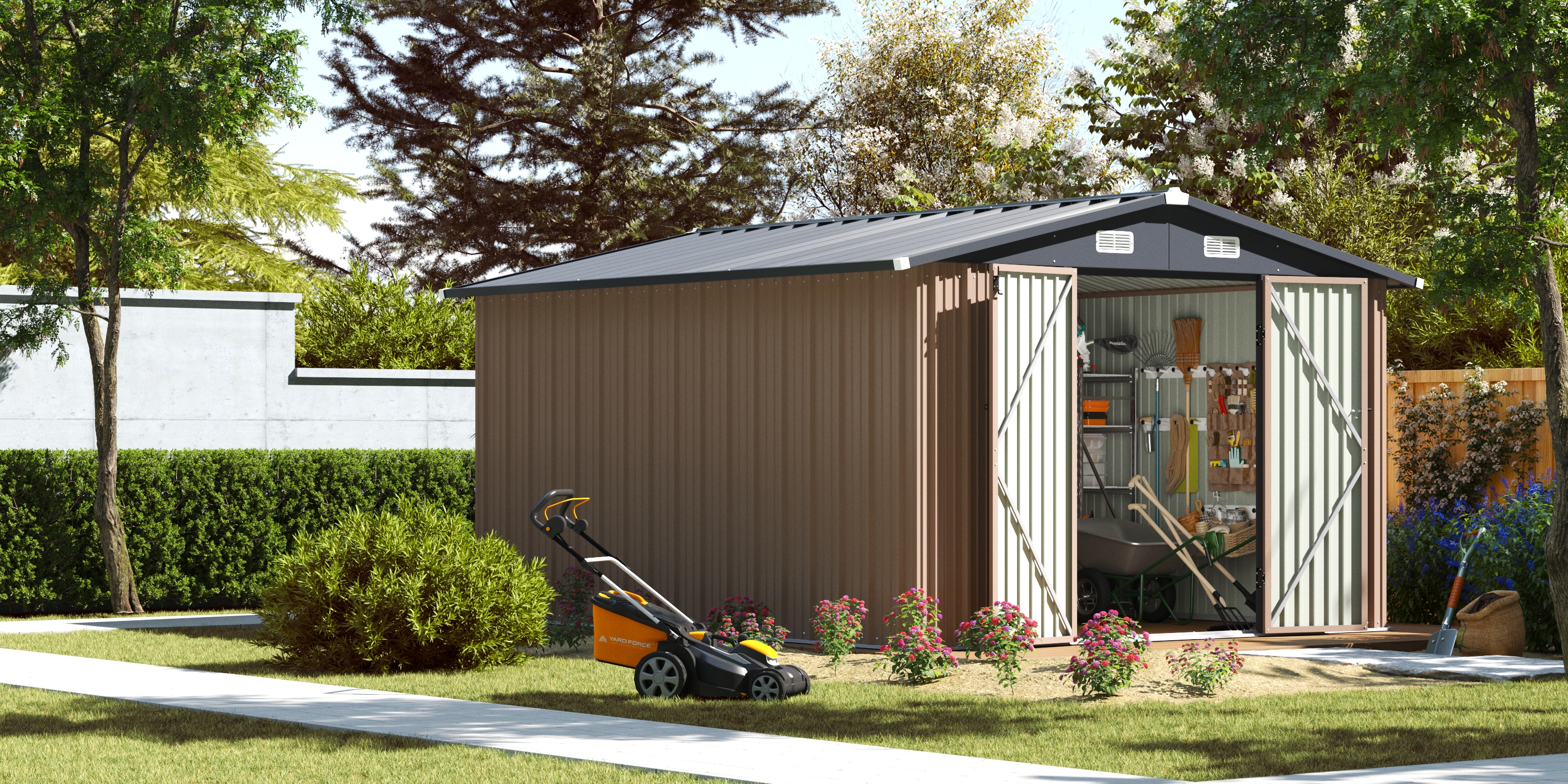 Amazon.com : Aoxun 12 x 10FT Outdoor Storage Shed with Double