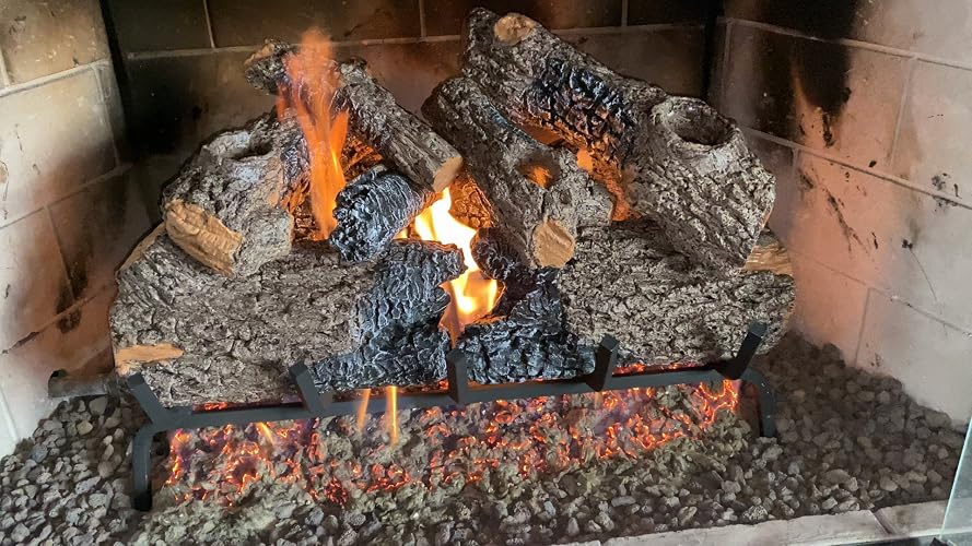 Amazon.com: Peterson Real Fyre 24-inch Charred Oak Log Set With Vented  Natural Gas G45 Burner - Match Light: Home u0026 Kitchen