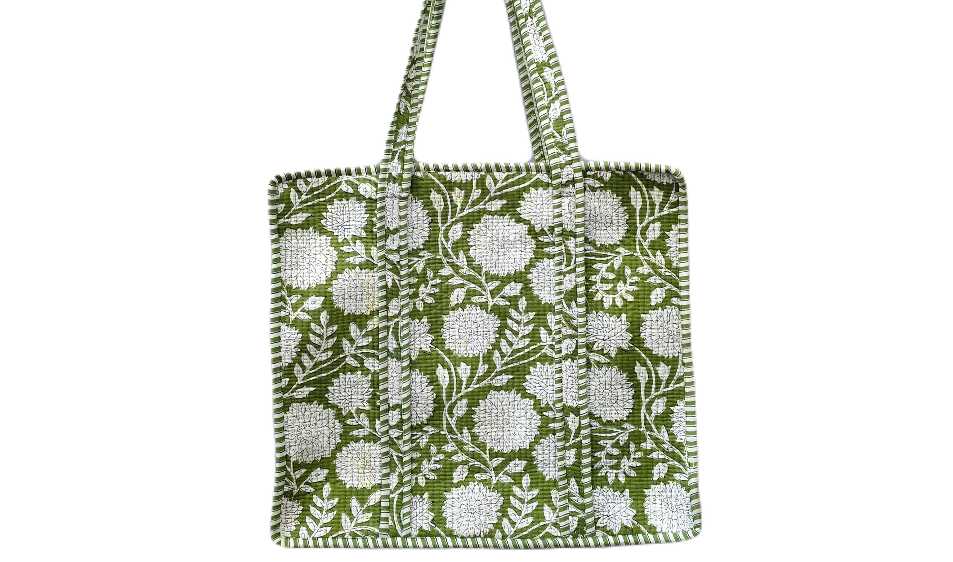 Bolso tote reversible grande de algodón multicolor floral miniatura 6