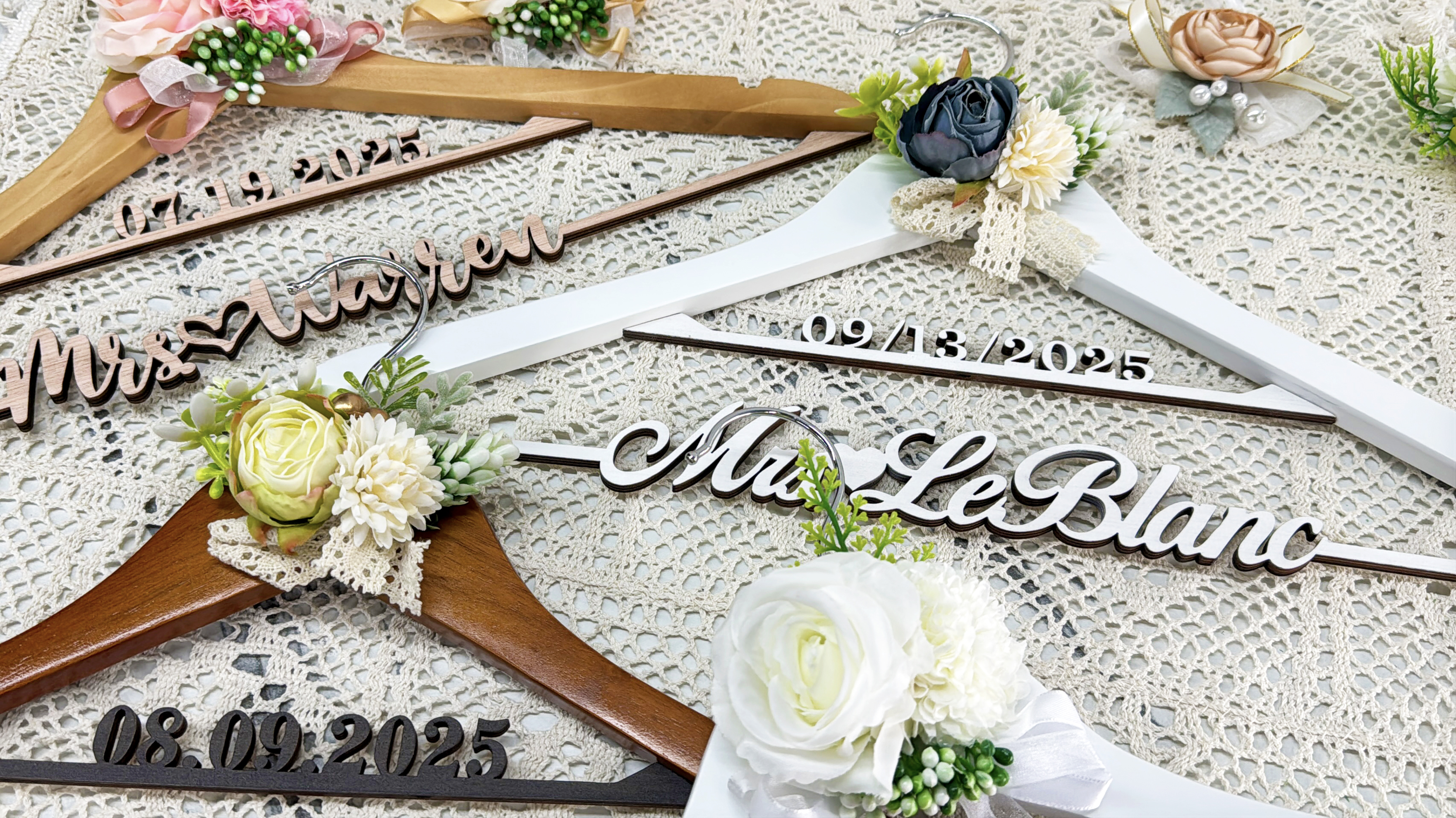 XRLSG Bride Hanger Personalized Wedding Dress Hanger for Bride Custom Wooden Name Hangers Bridesmaid Wedding Shower Gifts : Home & Kitchen