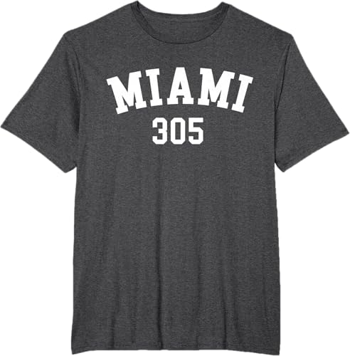 Miniatura 89 de Miami 305 USA American College Font T-Shirt Negro,Azul Marino,Azul Pastel,Arándano,Rojo,Plateado,Hierba,Verde Kelly,Marrón,Verde Oliva,Jaspeado